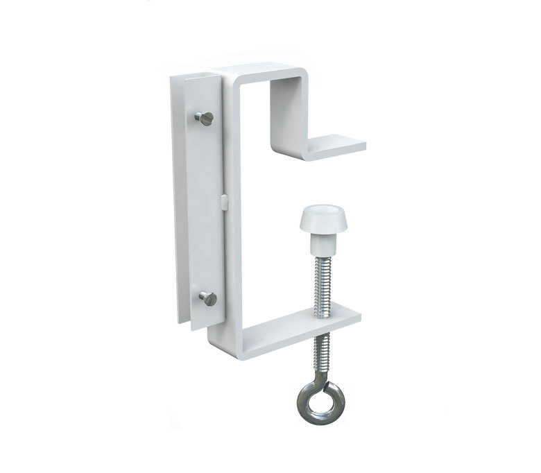 Струбцина с вертикальным П-держателем вывесок и отгибом CLAMP HOLDER-L90